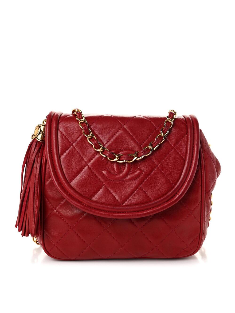 Chanel Lambskin Quilted Tassel Flap Red #347503C19B